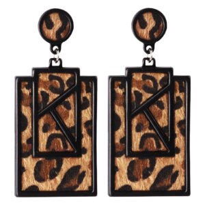 FishSheep Vintage Leopard Print Drop Earrings For Women Luxury Geometric Rectangle Big Acrylic Earring 2022 New Fashion Jewelry